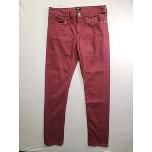 DC Shoes Worker Slim Jeans Mens 30 Burgundy Maroon Red Skateboard Skate Denim